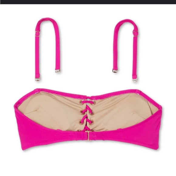 NWT Pink Lace-Up strapless Bikini Top - Picture 9 of 13